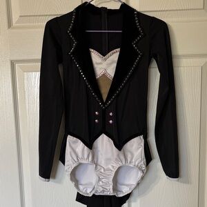 Custom Jazz Dance costume Black & White Top Hat and tails Adult XS
